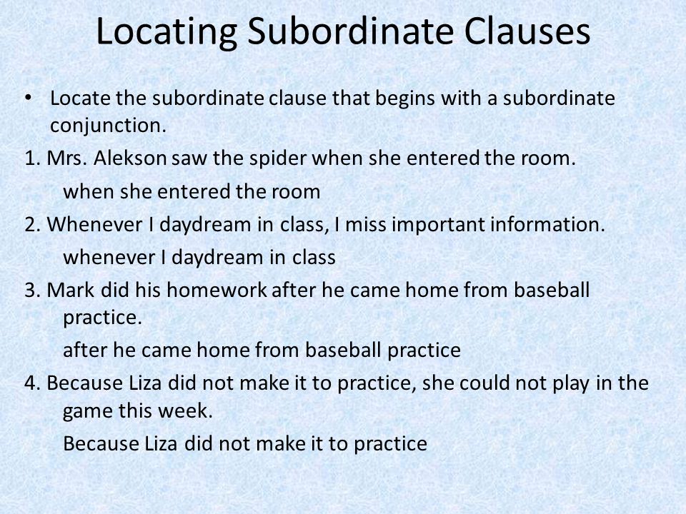 Locating Subordinate Clauses