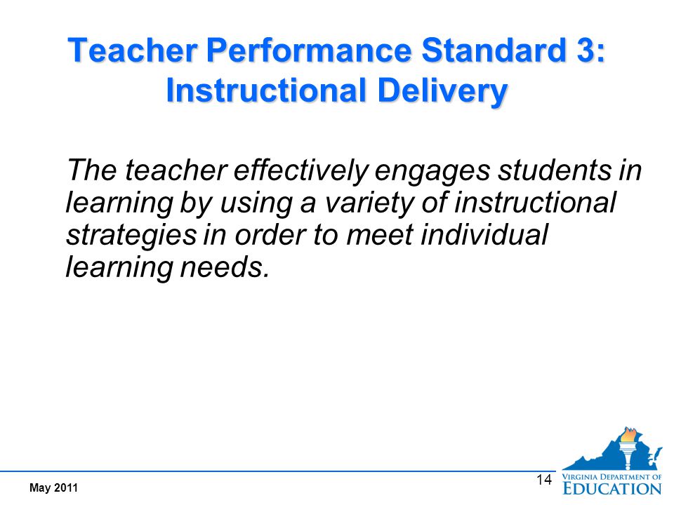 Performance Indicators Examples for Standard 3: Instructional Delivery