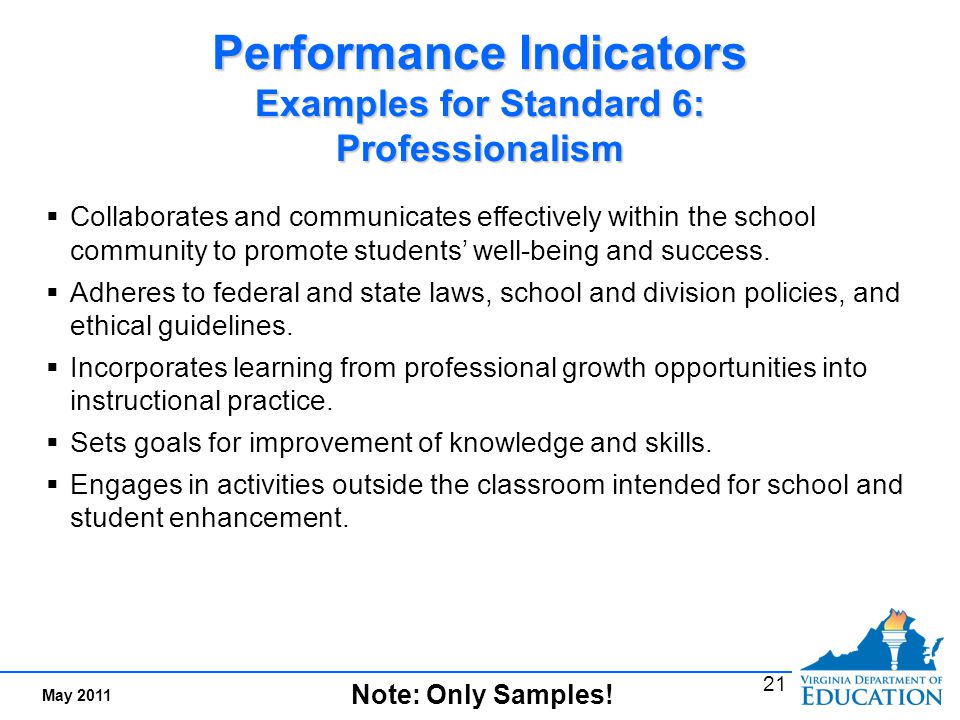 Teacher Performance Standard 7: Student Academic Progress