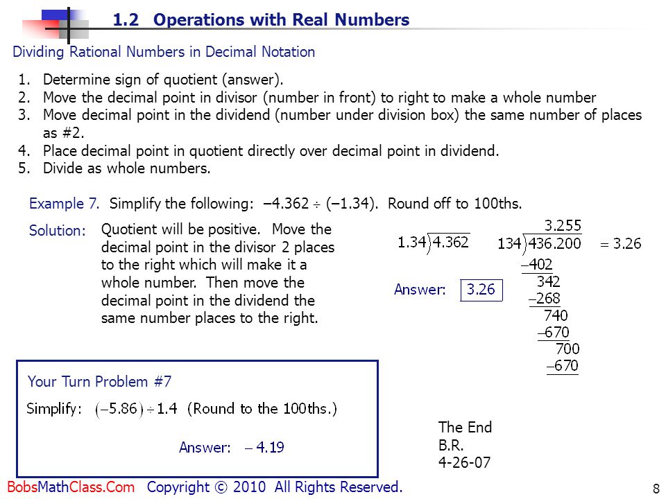 Dividing Rational Numbers in Decimal Notation