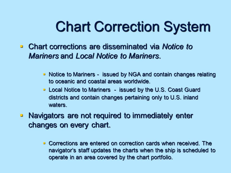 Nga Notice To Mariners Chart Corrections