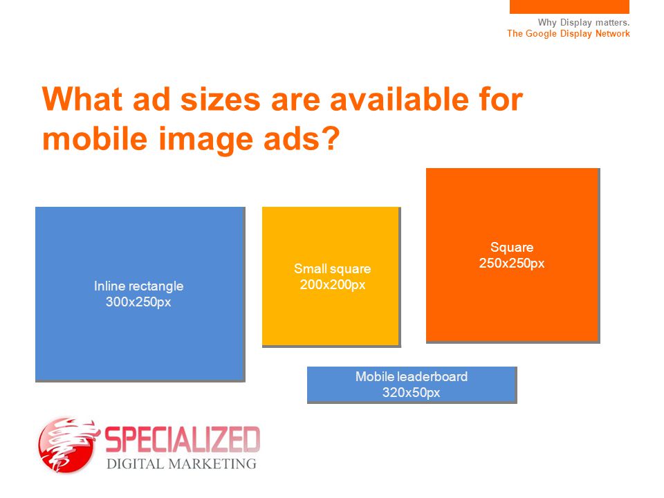 What ad sizes are available for mobile image ads