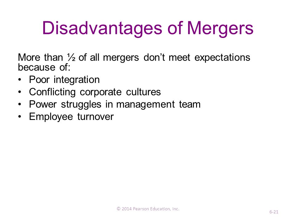 Disadvantages of Mergers