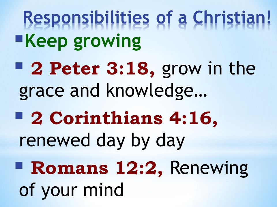 Responsibilities of a Christian!