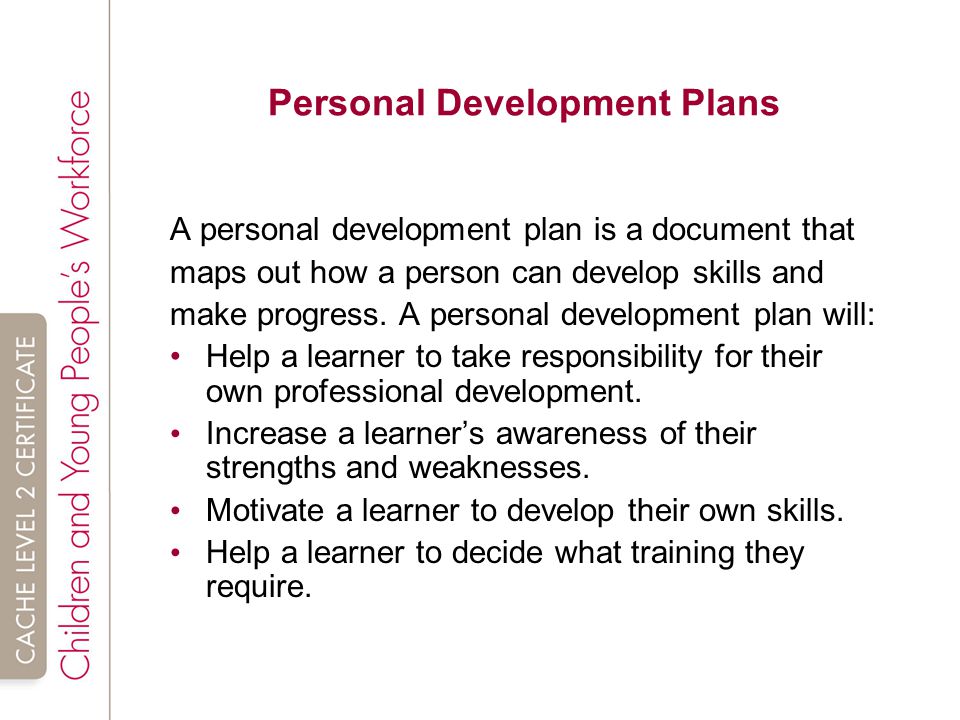 personal development plan template childcare