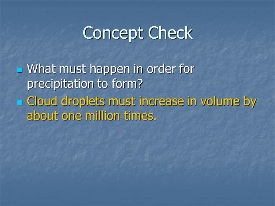Concept Check What must happen in order for precipitation to form