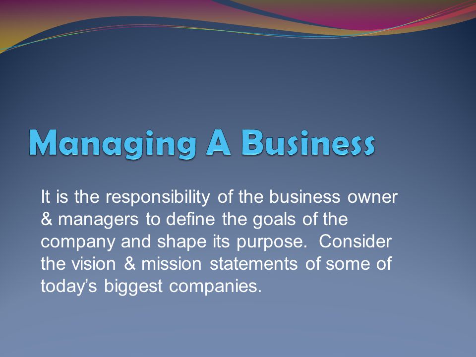 Managing A Business