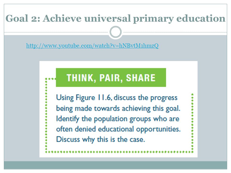 Goal 2: Achieve universal primary education