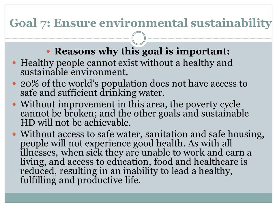 Goal 7: Ensure environmental sustainability