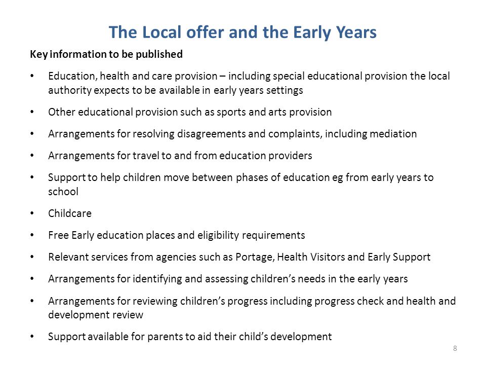 The Local offer and the Early Years