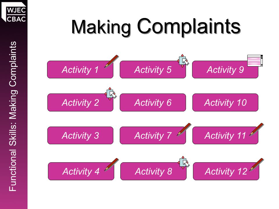 Presentation on theme: "Making Complaints Activity 1 Activity 5 Activi...