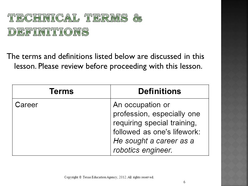 Technical Terms & Definitions