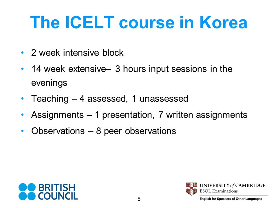 The ICELT course in Korea