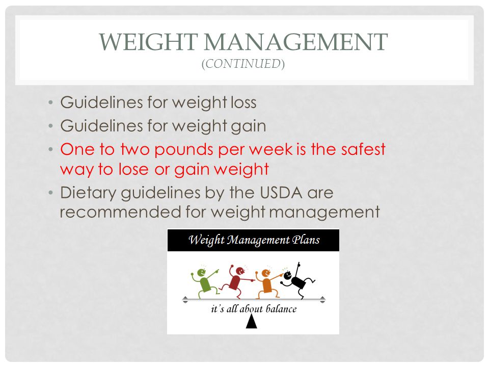 Weight Management (continued)