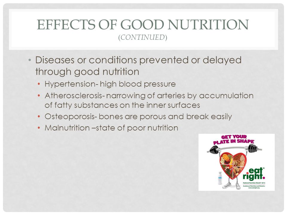 Effects of Good Nutrition (continued)