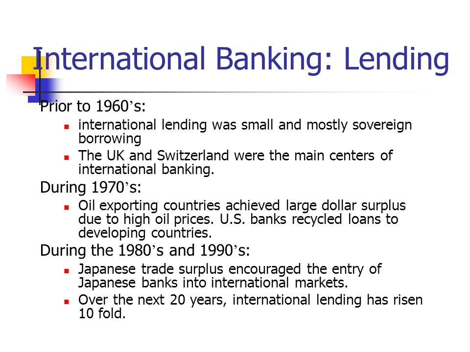 International Banking: Lending