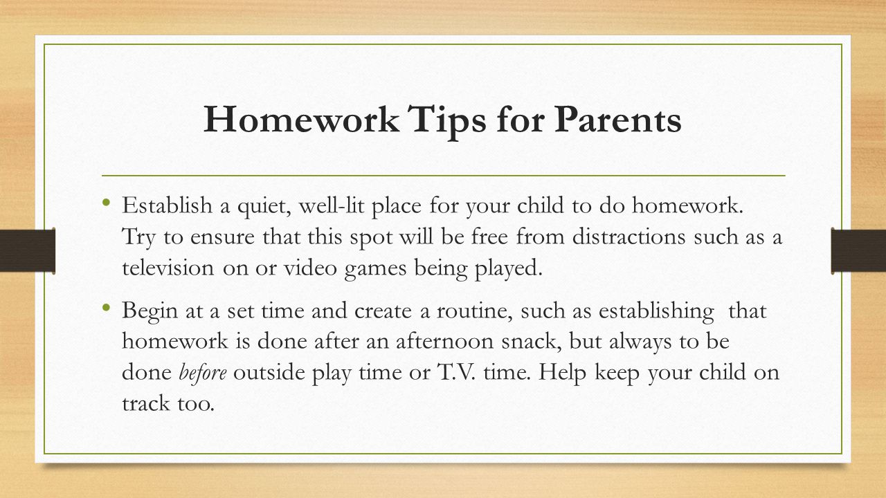 Homework Tips for Parents