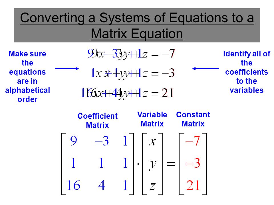 Converting a Systems of Equations to a Matrix Equation