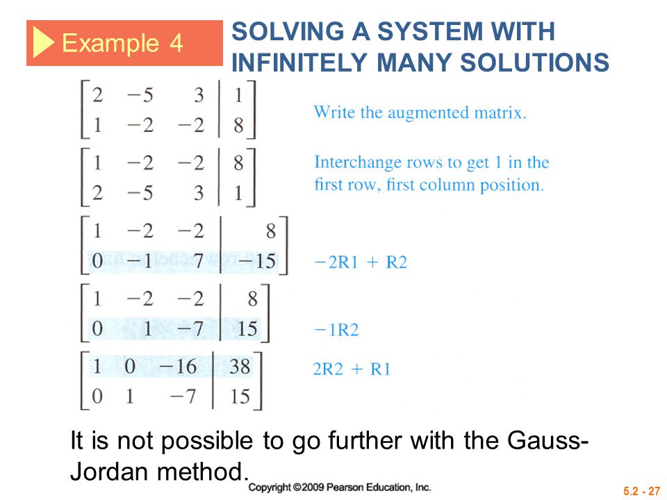 SOLVING A SYSTEM WITH INFINITELY MANY SOLUTIONS