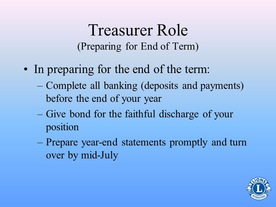 Treasurer Role (Preparing for End of Term)