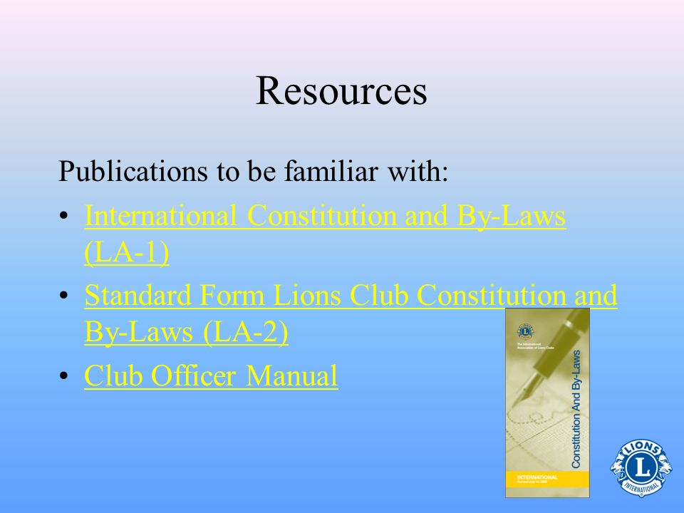 Resources Publications to be familiar with: