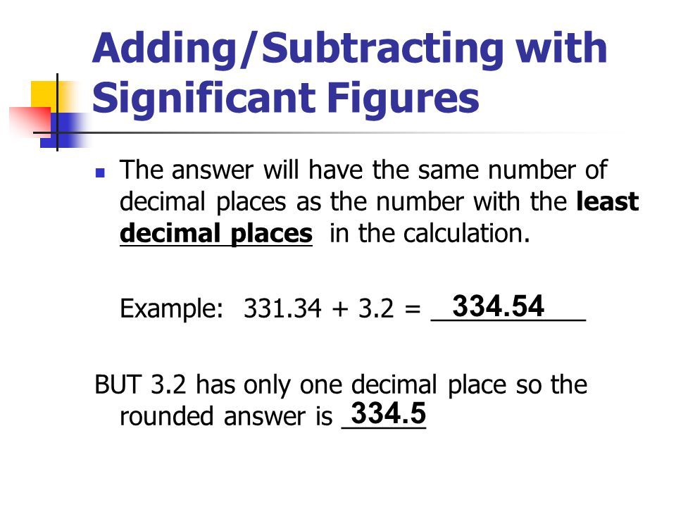 Adding/Subtracting with Significant Figures