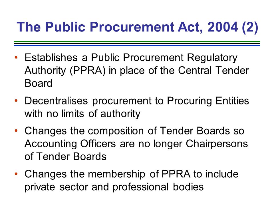 The Public Procurement Act, 2004 (2)