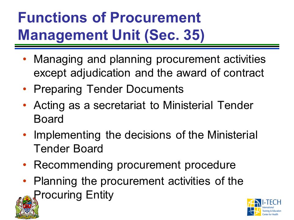 Functions of Procurement Management Unit (Sec. 35)