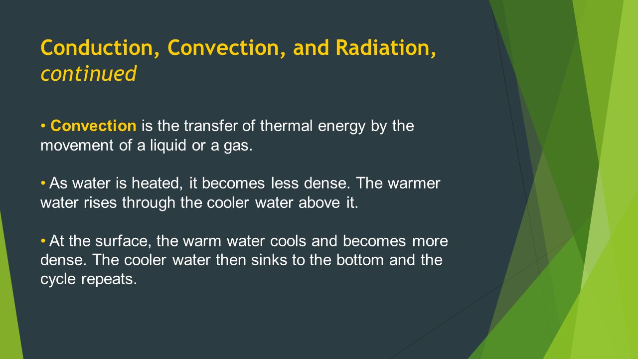 Conduction, Convection, and Radiation, continued