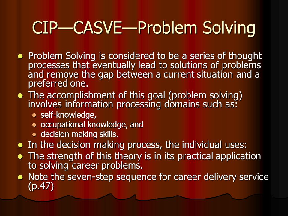 CIP—CASVE—Problem Solving