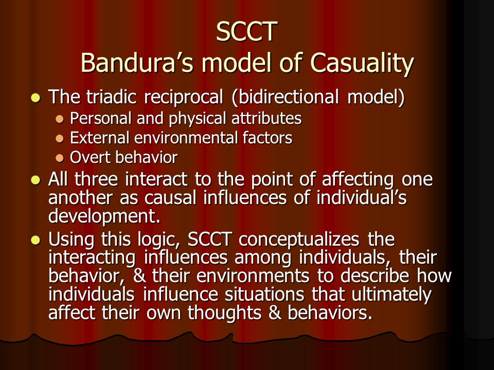 SCCT Bandura’s model of Casuality