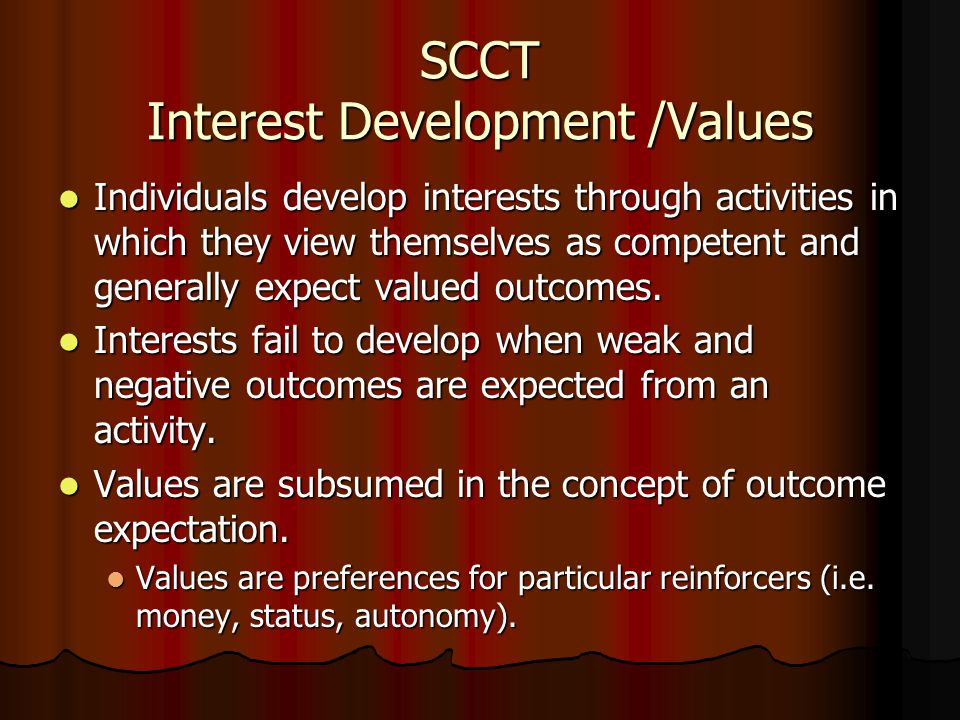 SCCT Interest Development /Values