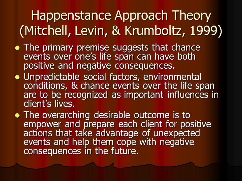 Happenstance Approach Theory (Mitchell, Levin, & Krumboltz, 1999)