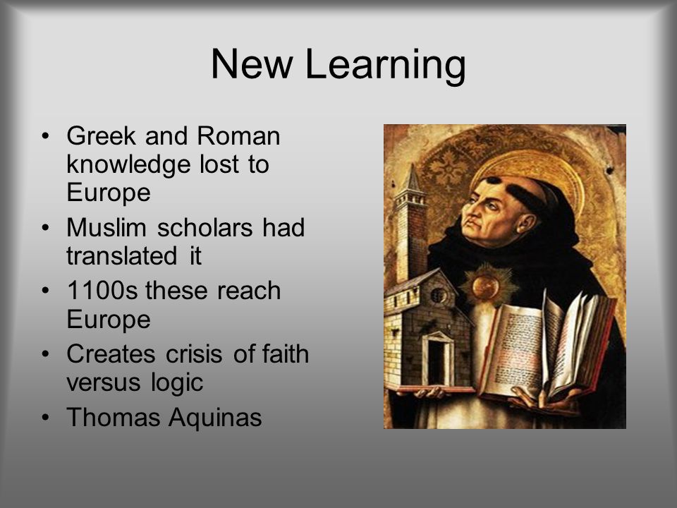 New Learning Greek and Roman knowledge lost to Europe