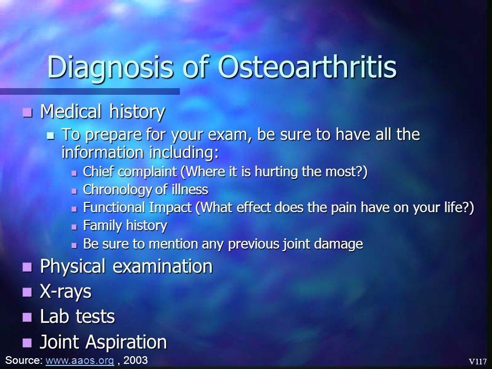 Diagnosis of Osteoarthritis