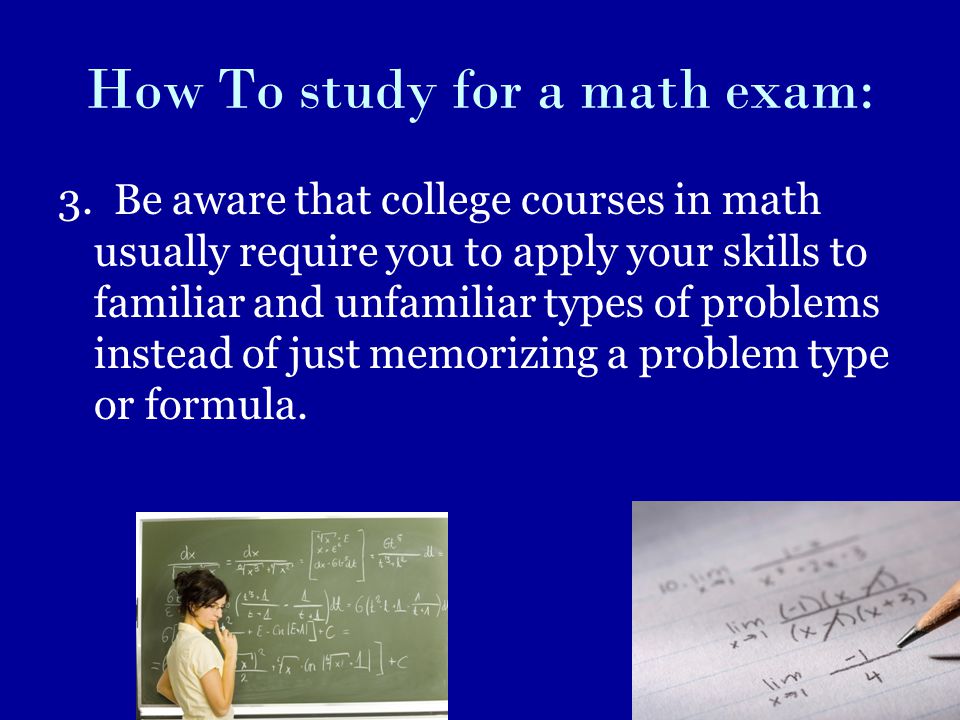 How To study for a math exam: