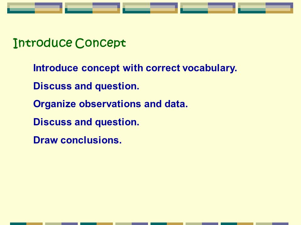 Introduce Concept Introduce concept with correct vocabulary.
