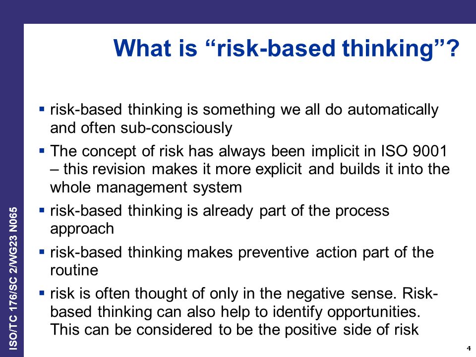 The Meme is Set: Risk-Based Thinking = Risk Management No Matter What TC 176 Says - Oxebridge Quality Resources
