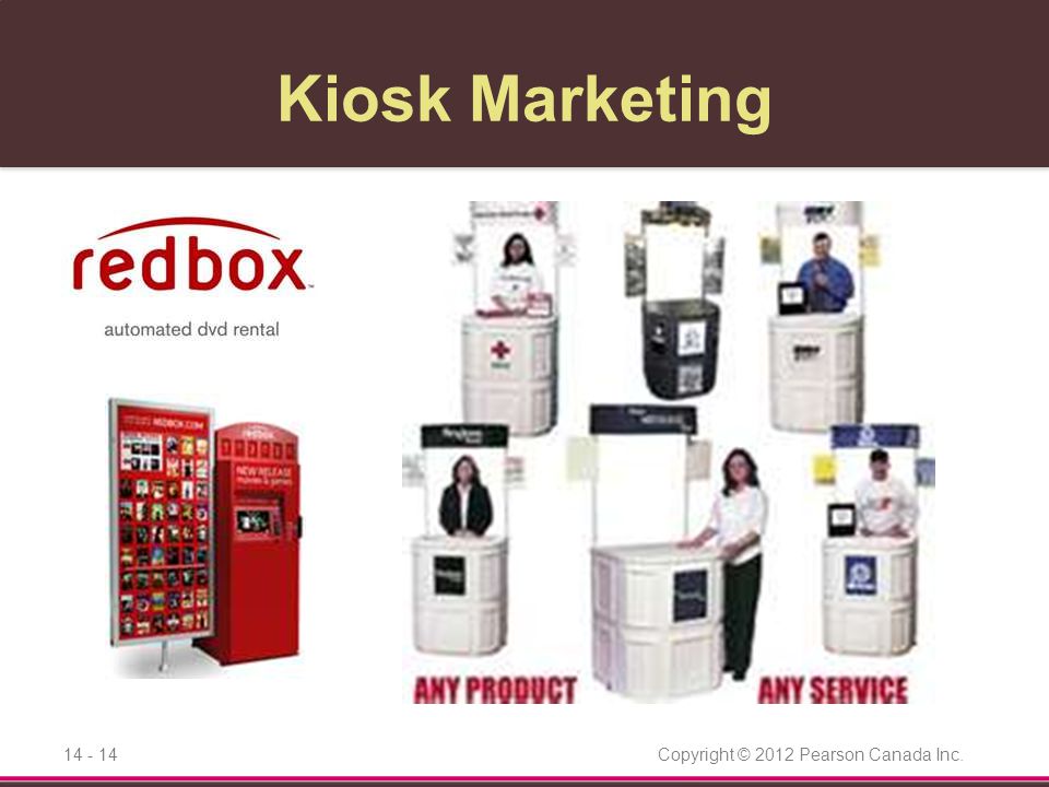 Kiosk Marketing Information and ordering machines generally found in stores, airports, and other locations.