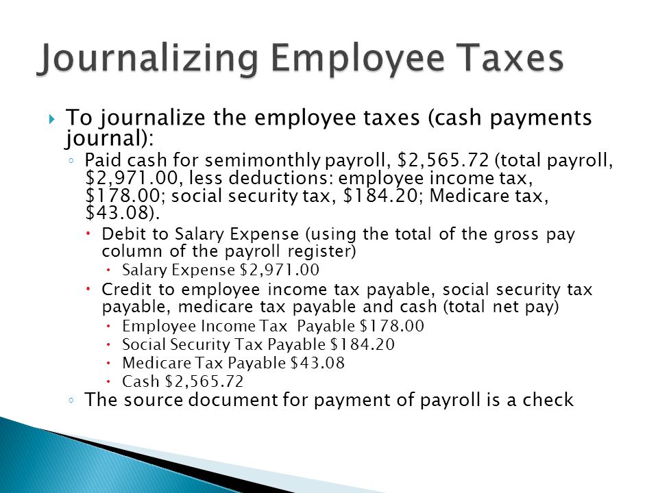 Journalizing Employee Taxes