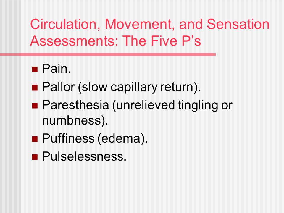 Circulation, Movement, and Sensation Assessments: The Five P’s