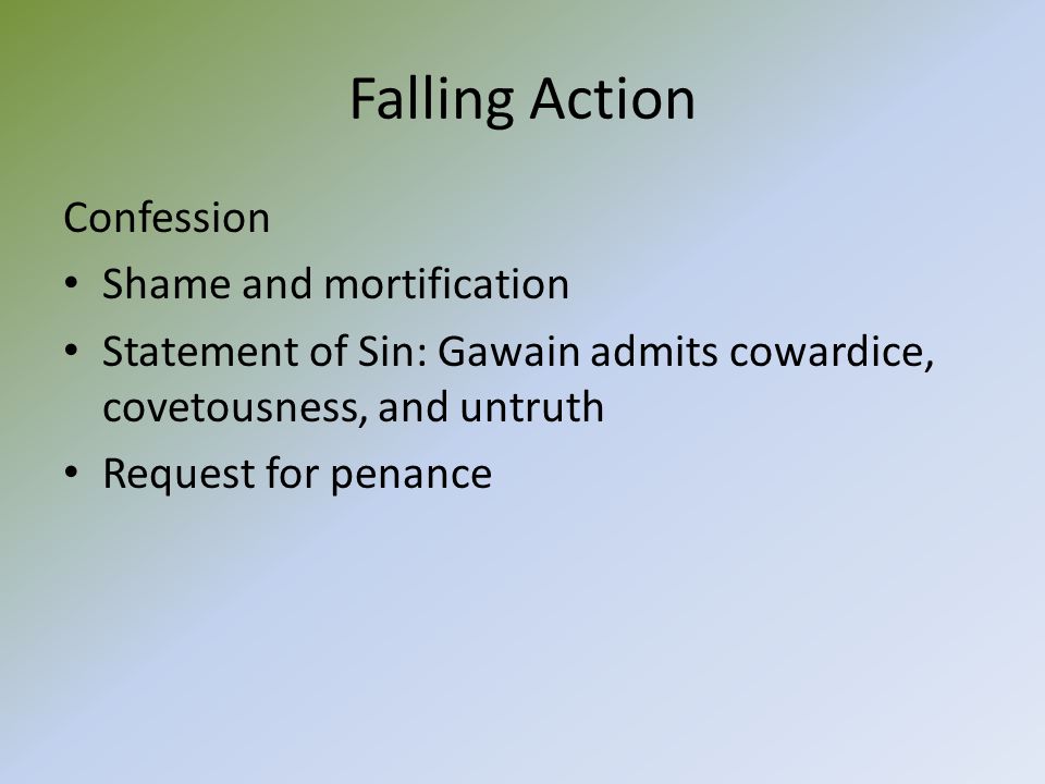 Falling Action Confession Shame and mortification