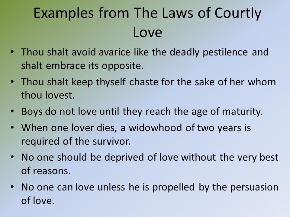 Examples from The Laws of Courtly Love
