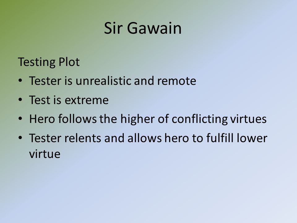 Sir Gawain Testing Plot Tester is unrealistic and remote