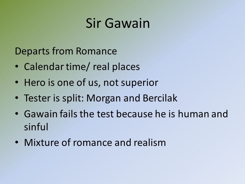 Sir Gawain Departs from Romance Calendar time/ real places