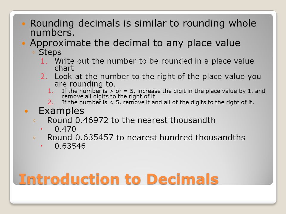 Introduction to Decimals