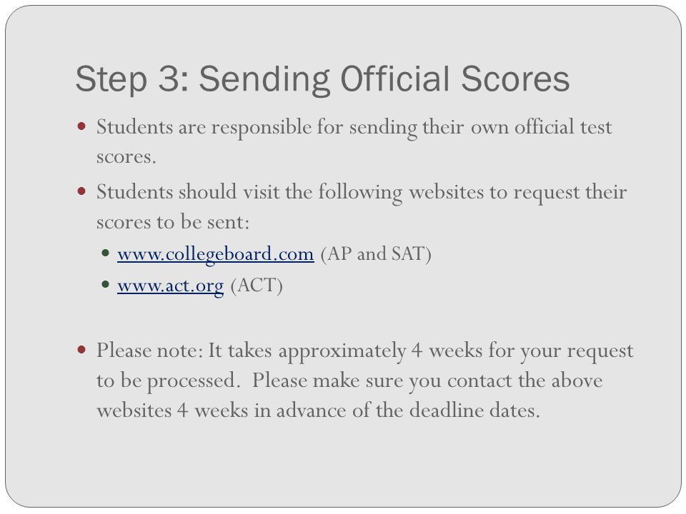 Step 3: Sending Official Scores