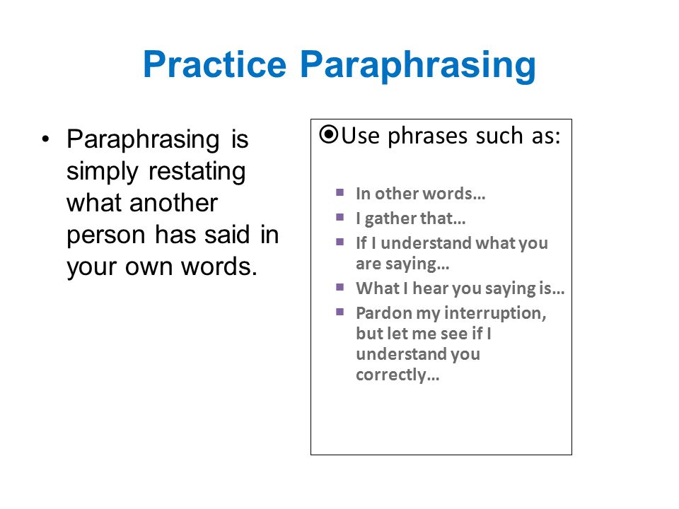 Practice Paraphrasing