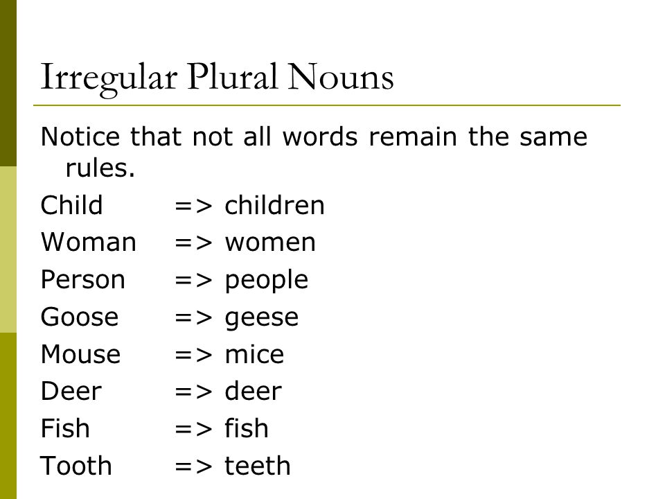 Irregular Plural Nouns
