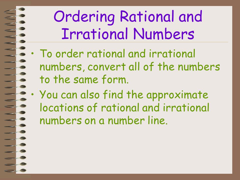 Ordering Rational and Irrational Numbers